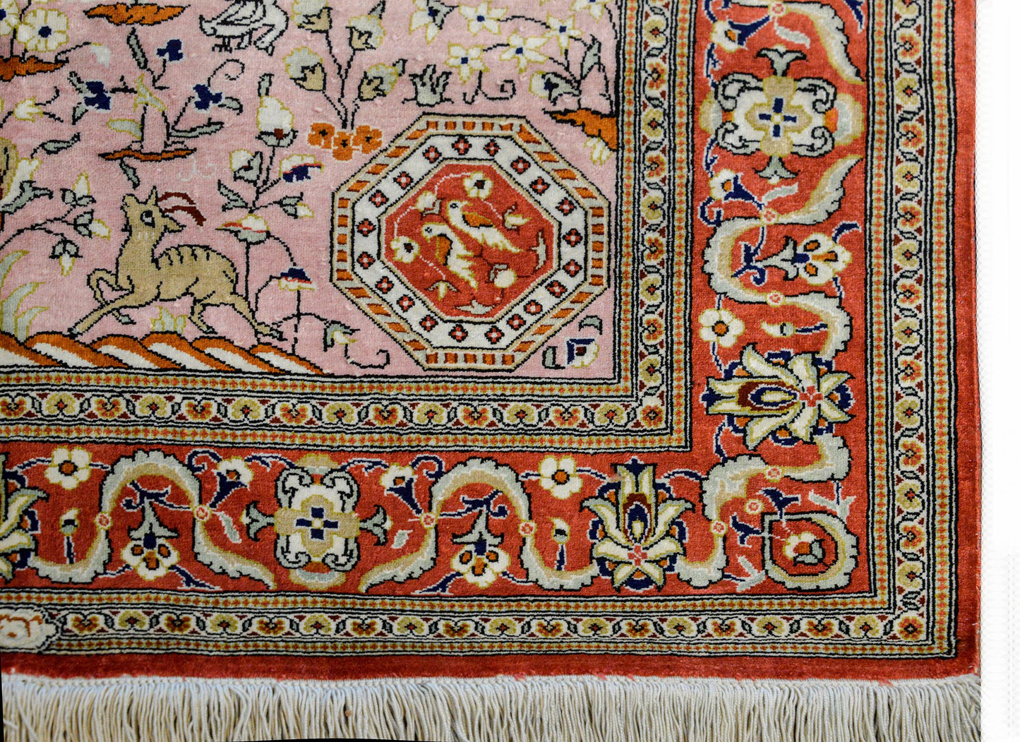 Vintage Qum Silk Rug For Sale