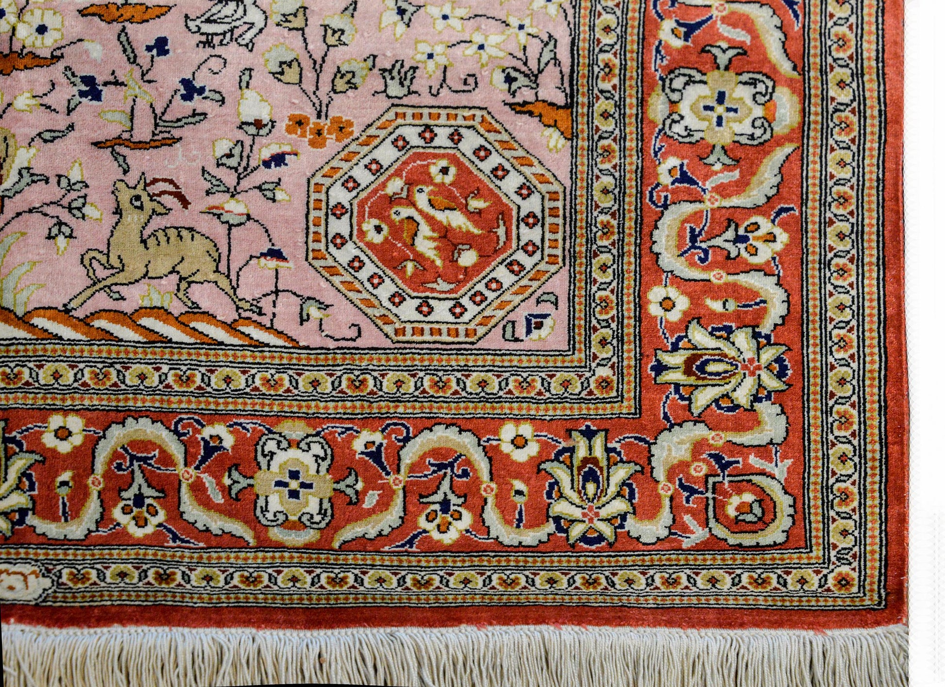Vintage Qum Silk Rug For Sale