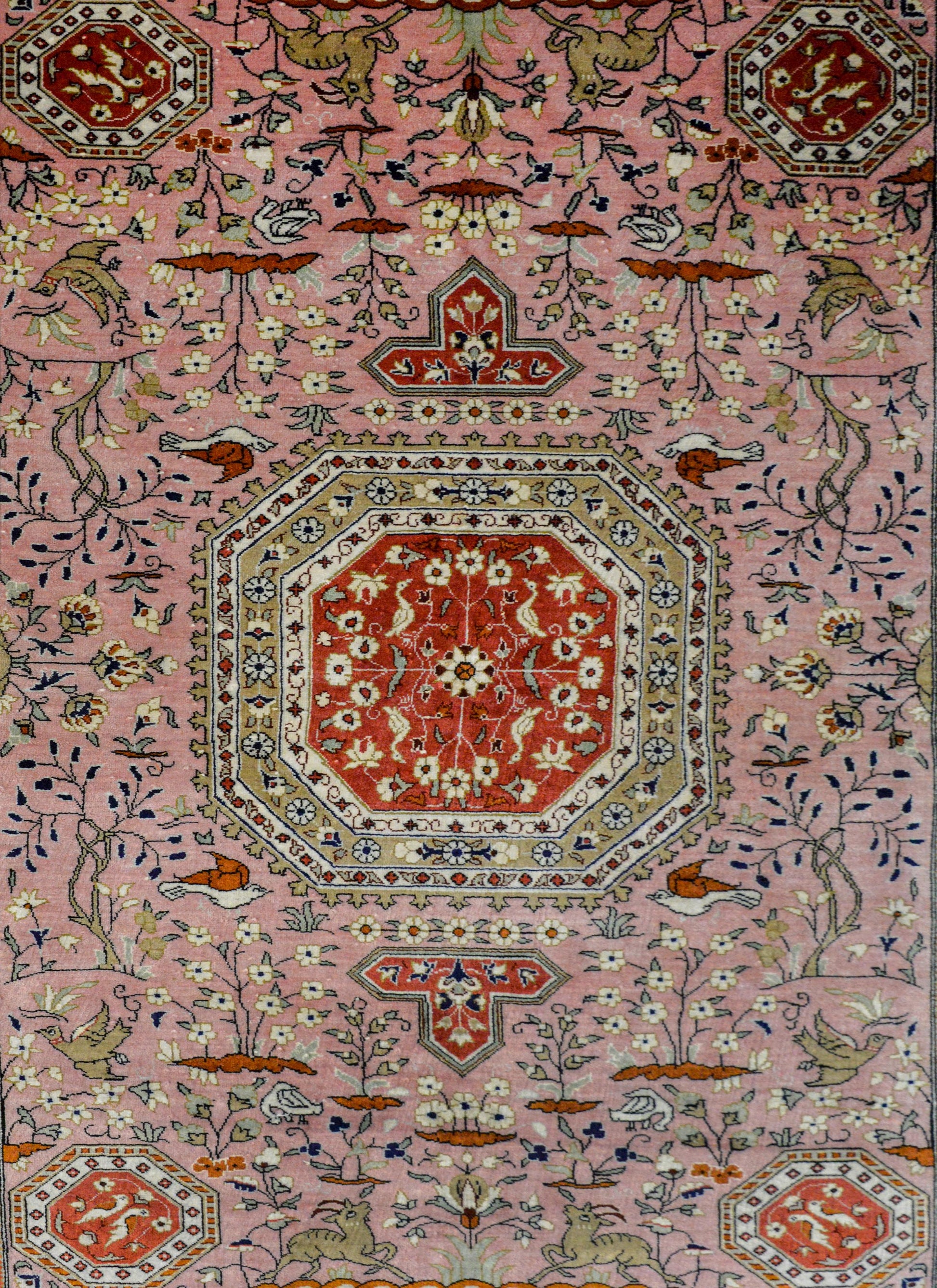Vintage Qum Silk Rug For Sale