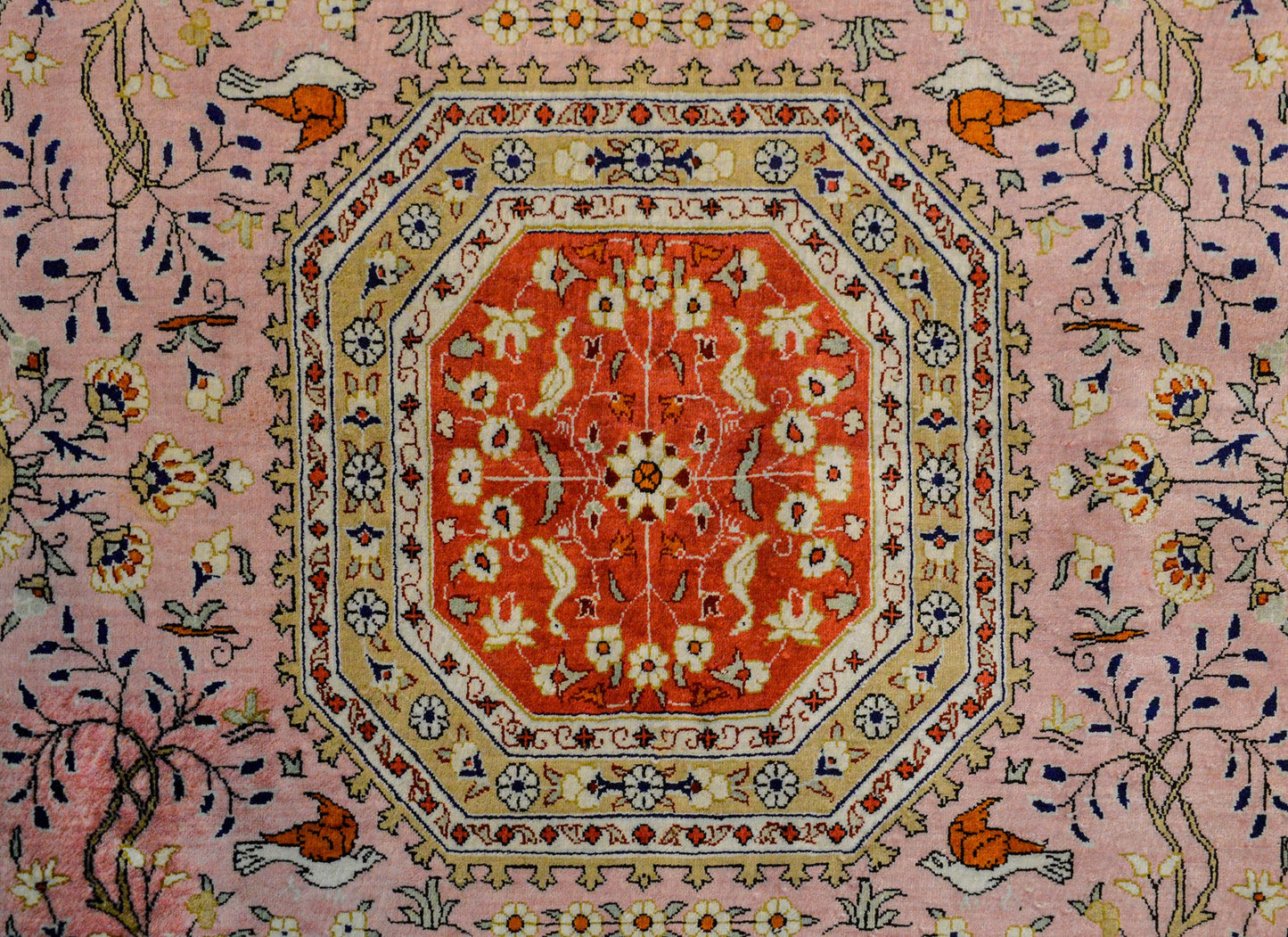 Vintage Qum Silk Rug For Sale