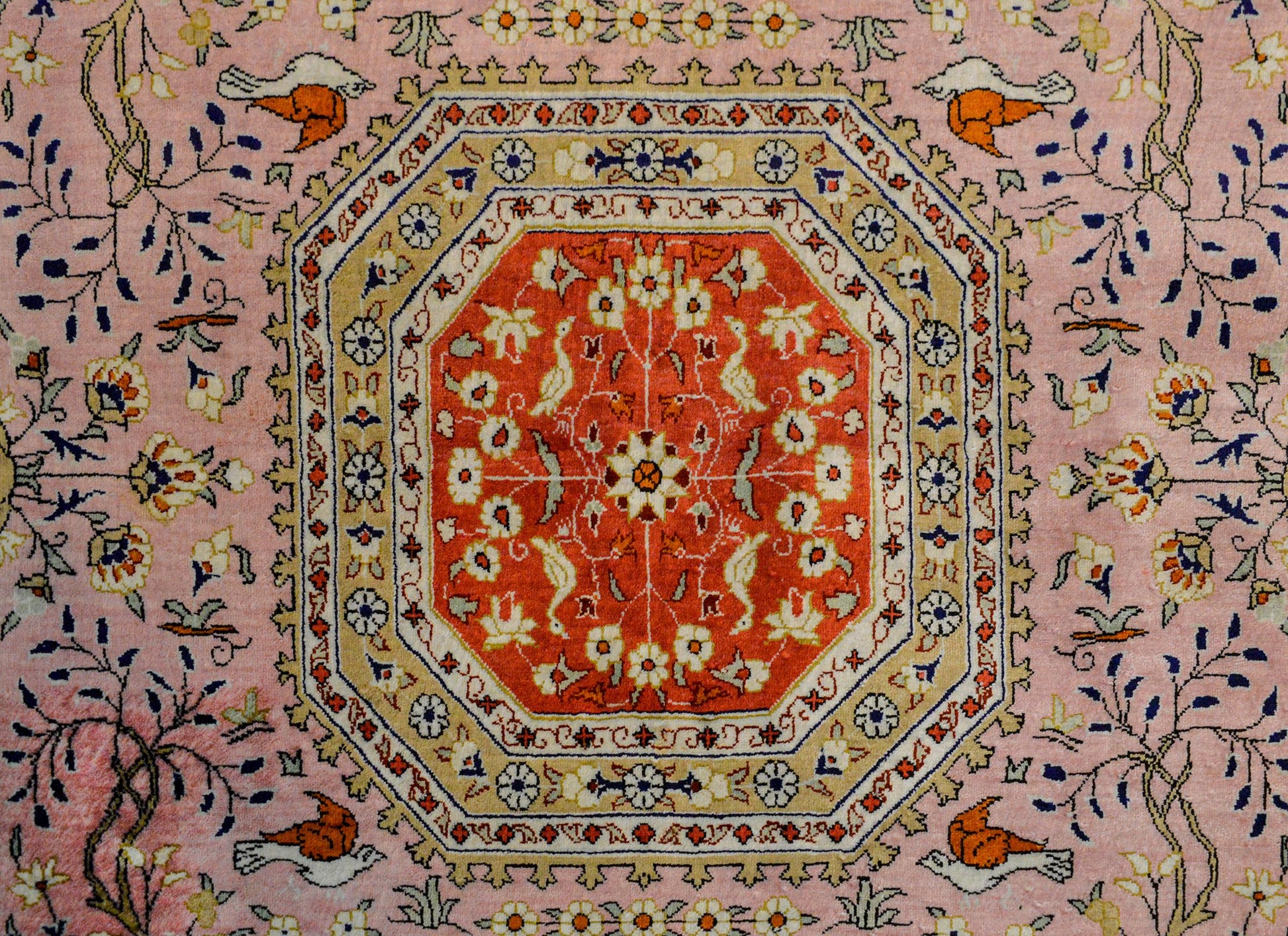 Vintage Qum Silk Rug For Sale
