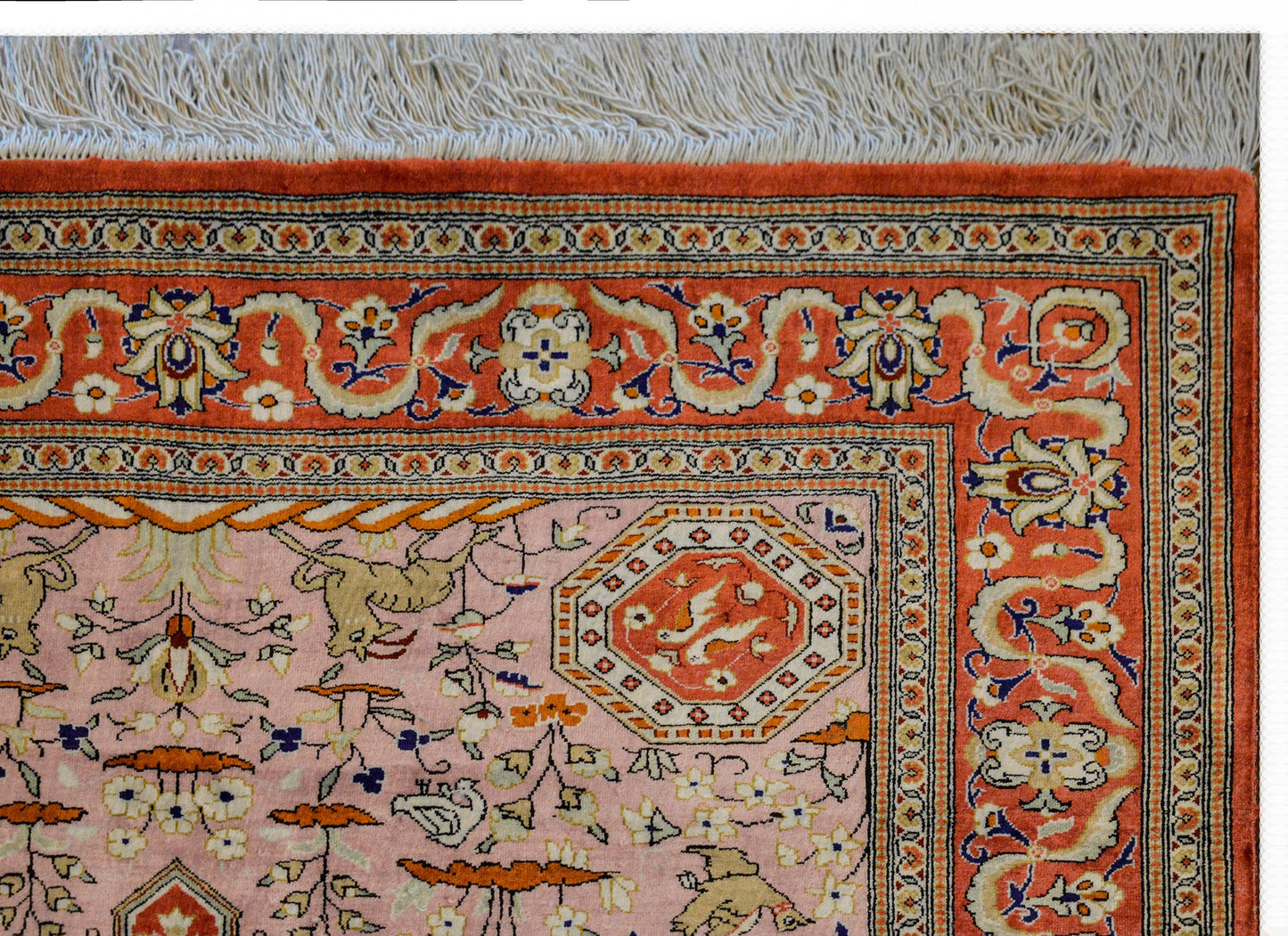 Vintage Qum Silk Rug For Sale