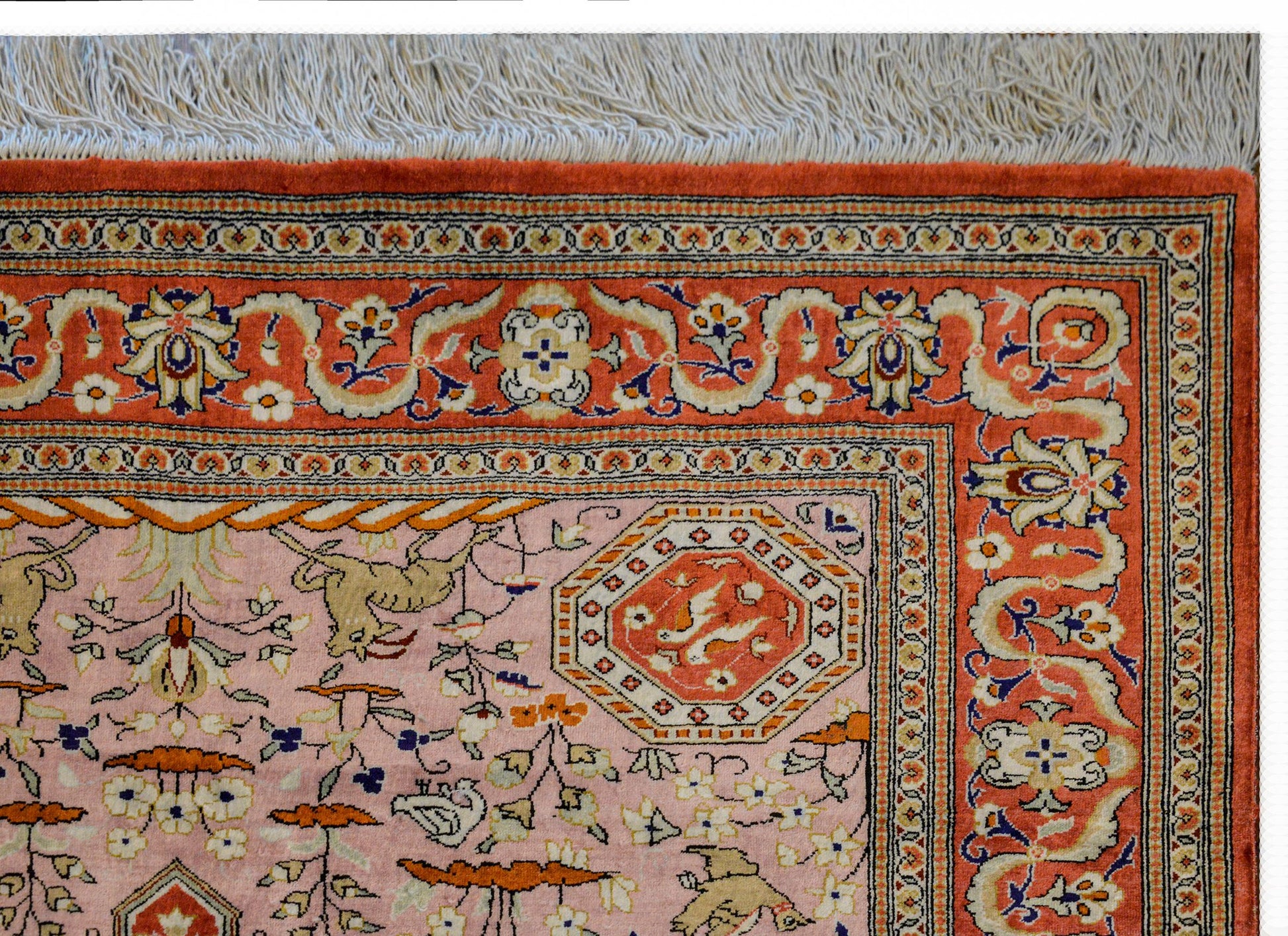 Vintage Qum Silk Rug For Sale
