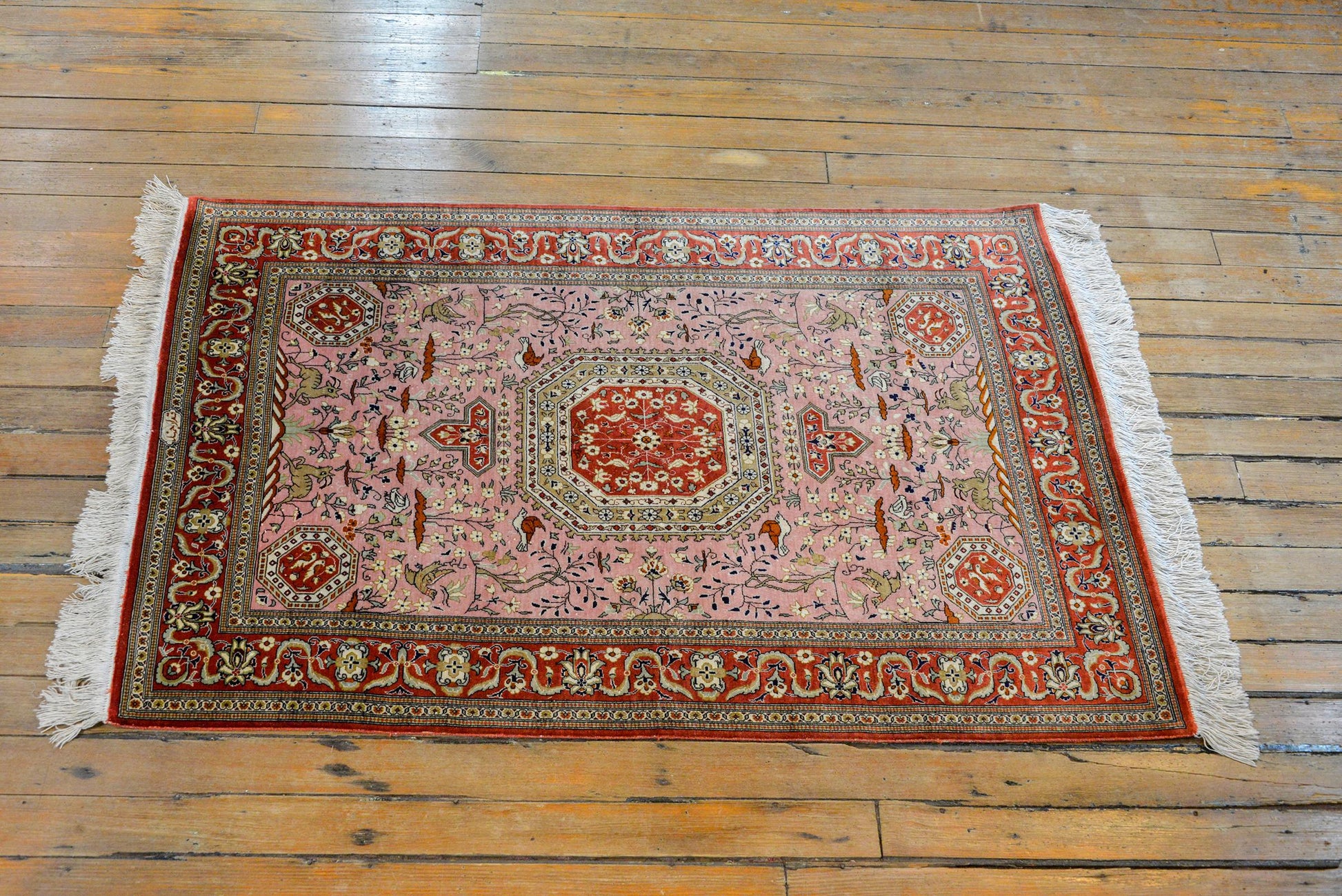 Vintage Qum Silk Rug For Sale