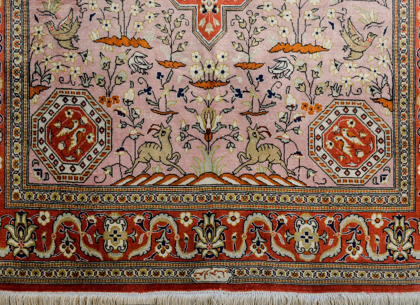 Vintage Qum Silk Rug For Sale