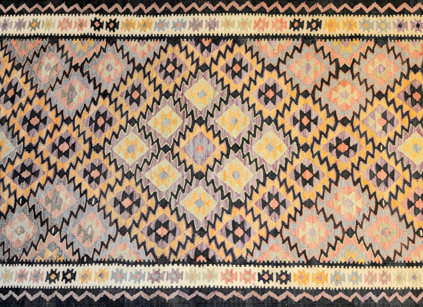 Amazing Mid-20th Century Qazvin Kilim Runner For Sale