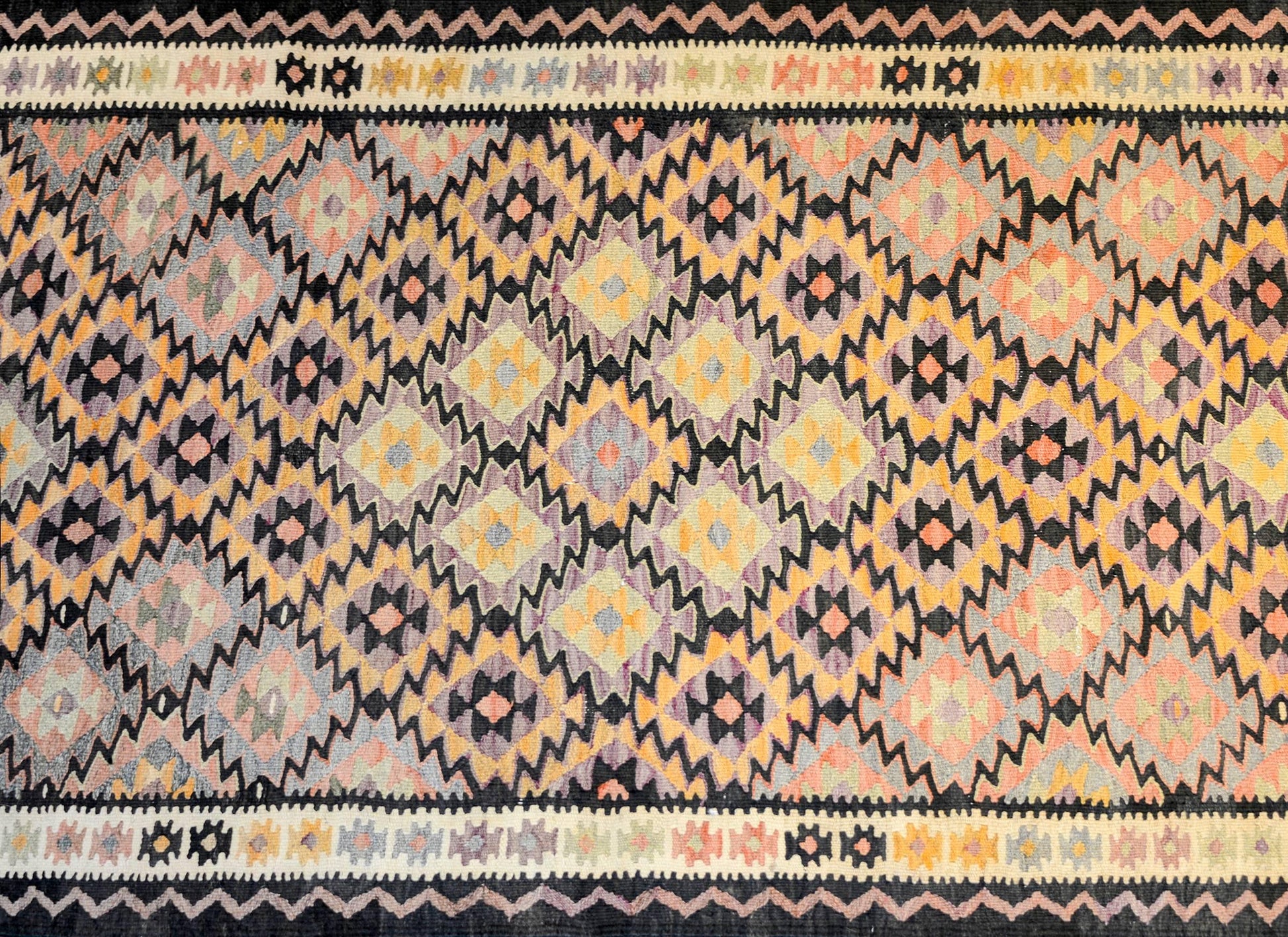Amazing Mid-20th Century Qazvin Kilim Runner For Sale