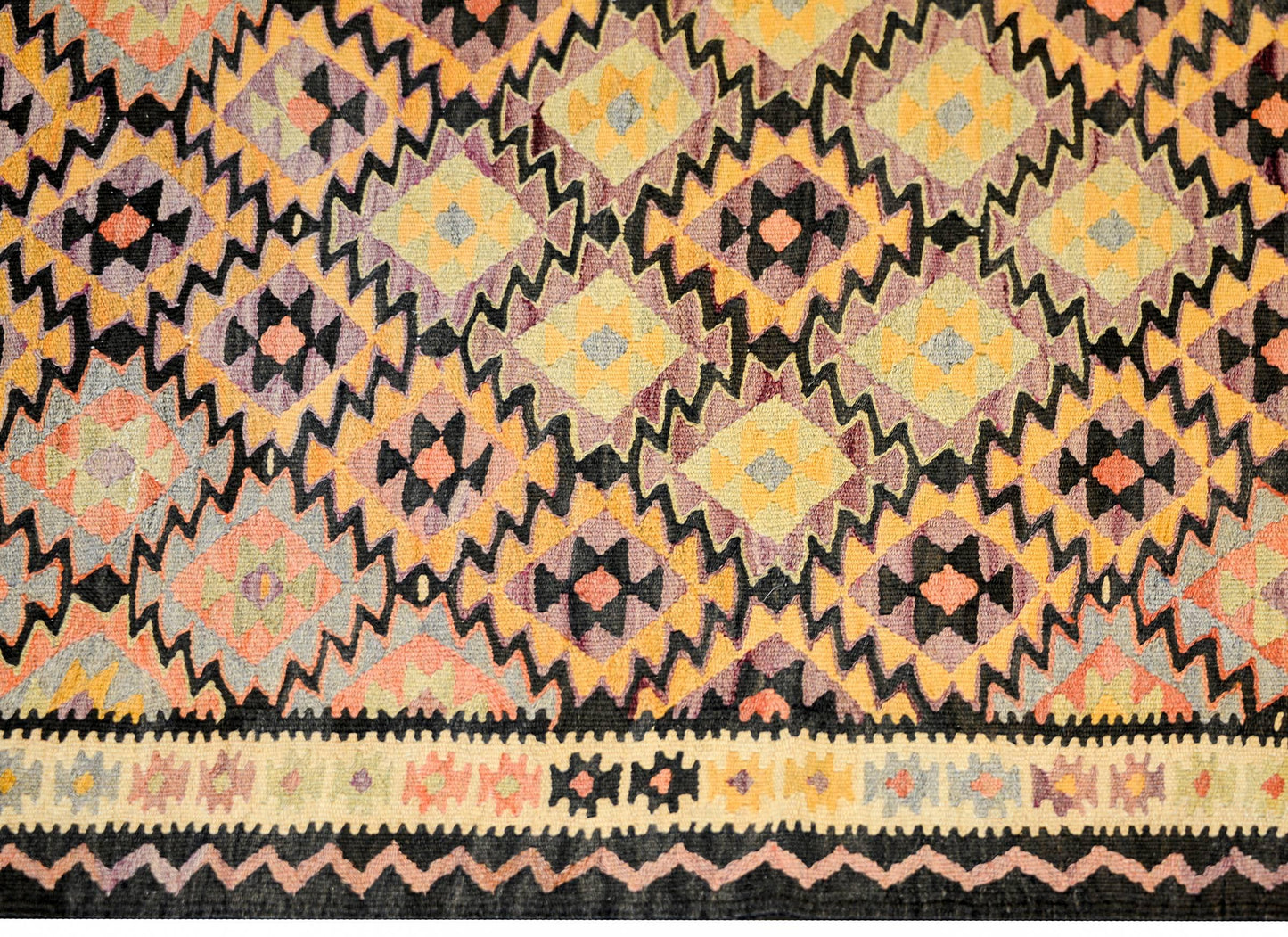 Amazing Mid-20th Century Qazvin Kilim Runner For Sale