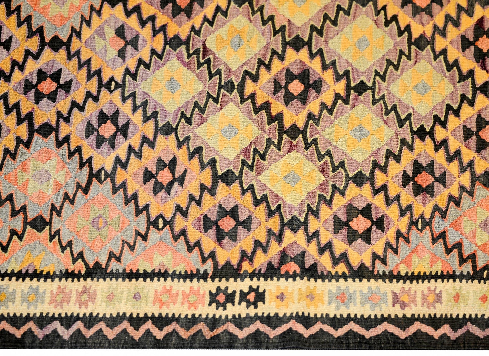 Amazing Mid-20th Century Qazvin Kilim Runner For Sale