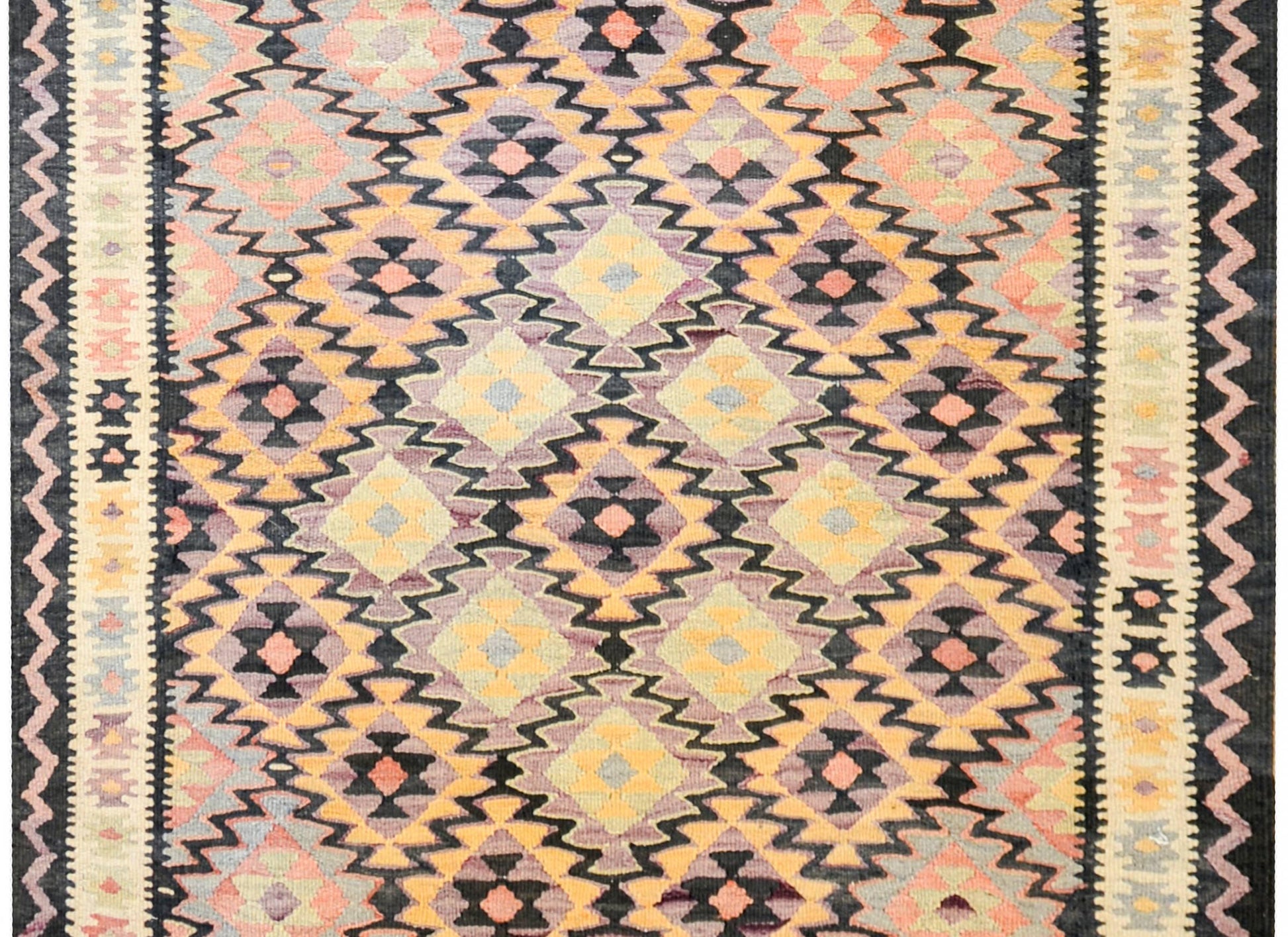 Amazing Mid-20th Century Qazvin Kilim Runner For Sale