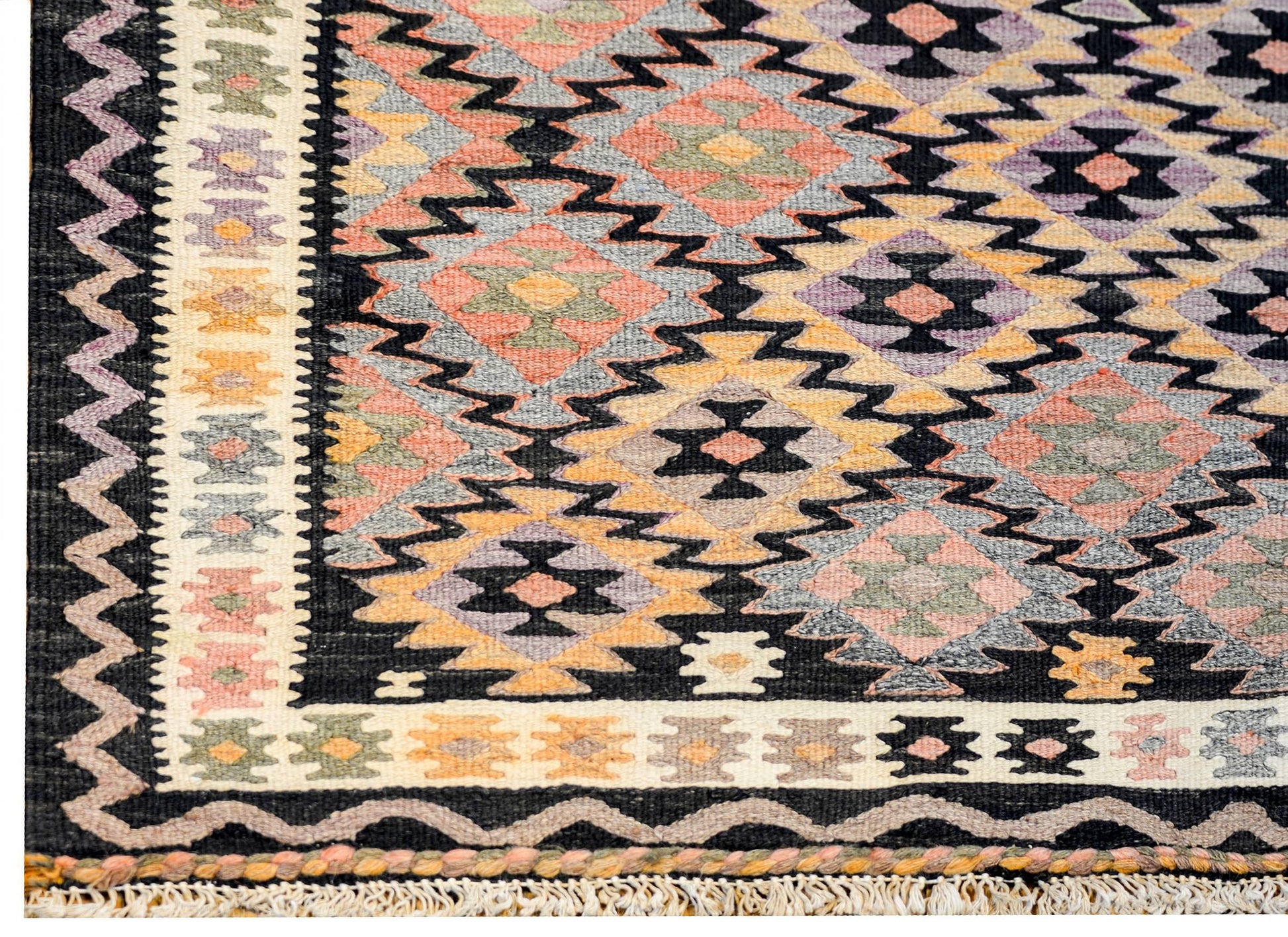 Amazing Mid-20th Century Qazvin Kilim Runner For Sale