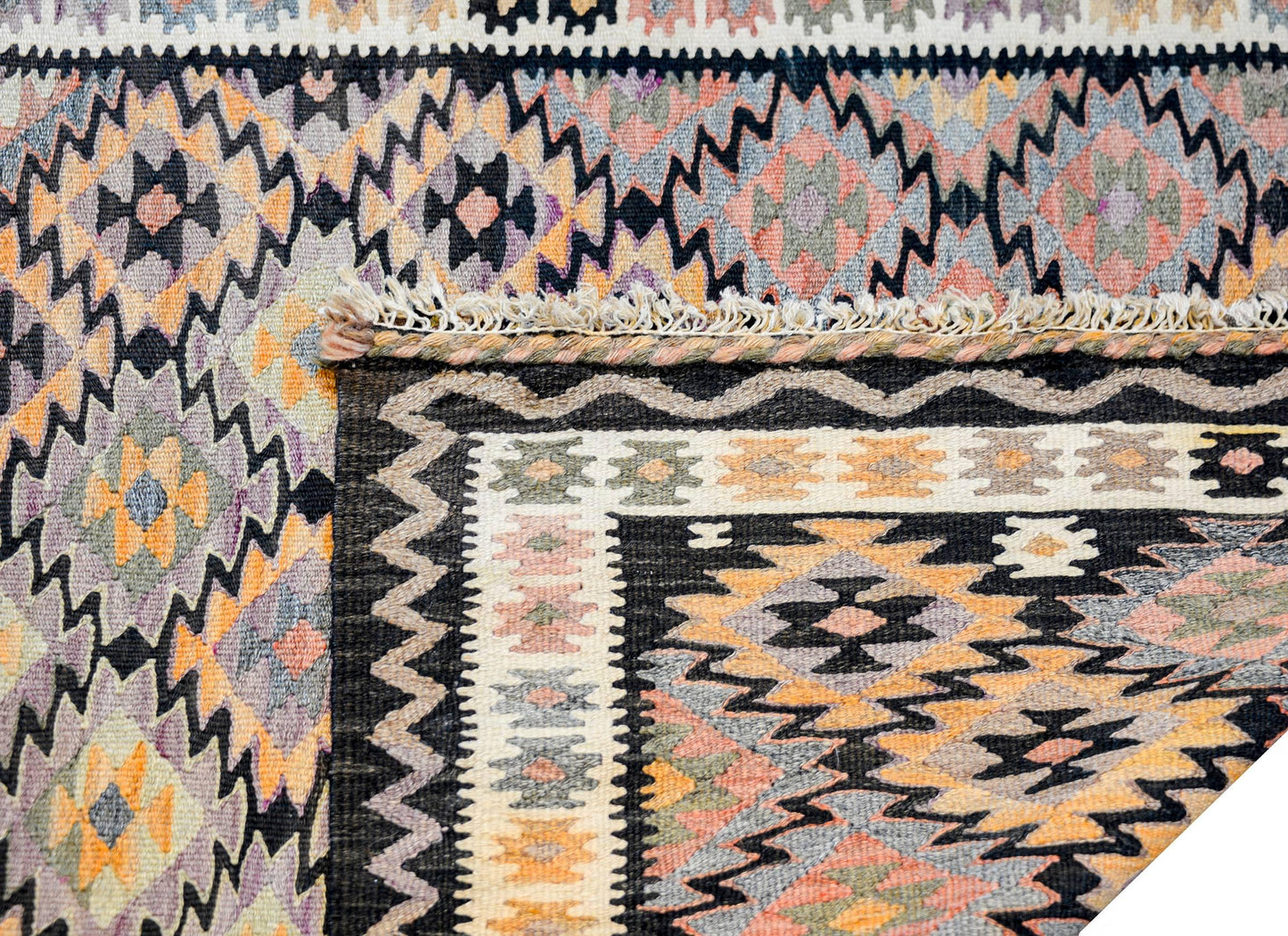 Amazing Mid-20th Century Qazvin Kilim Runner For Sale