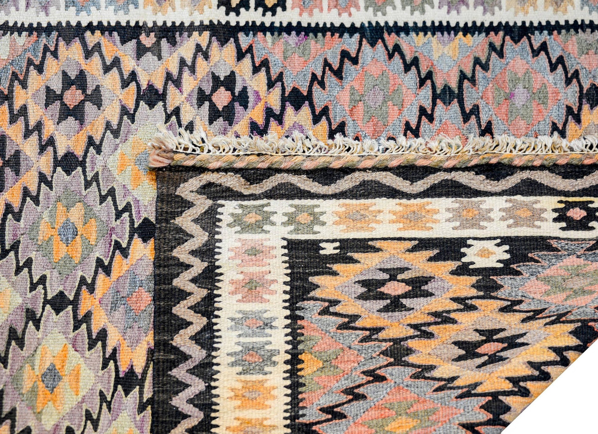 Amazing Mid-20th Century Qazvin Kilim Runner For Sale