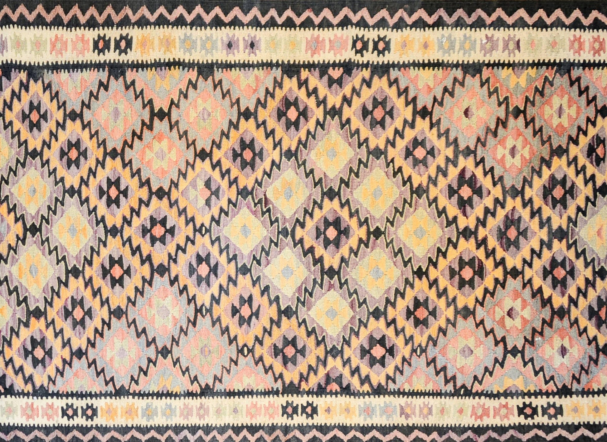 Amazing Mid-20th Century Qazvin Kilim Runner For Sale