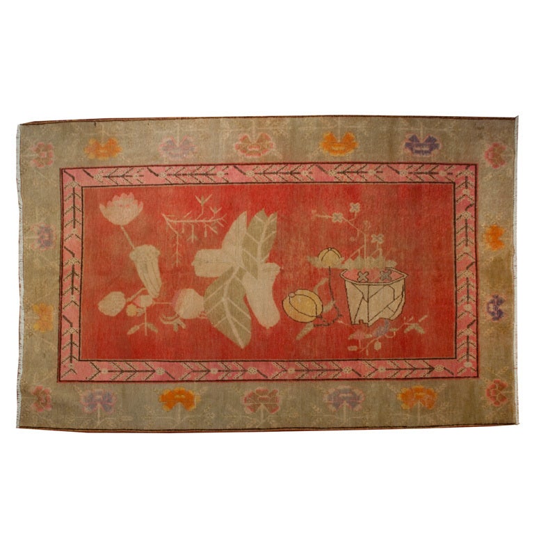 Early 20th Century Central Asian Khotan Carpet For Sale