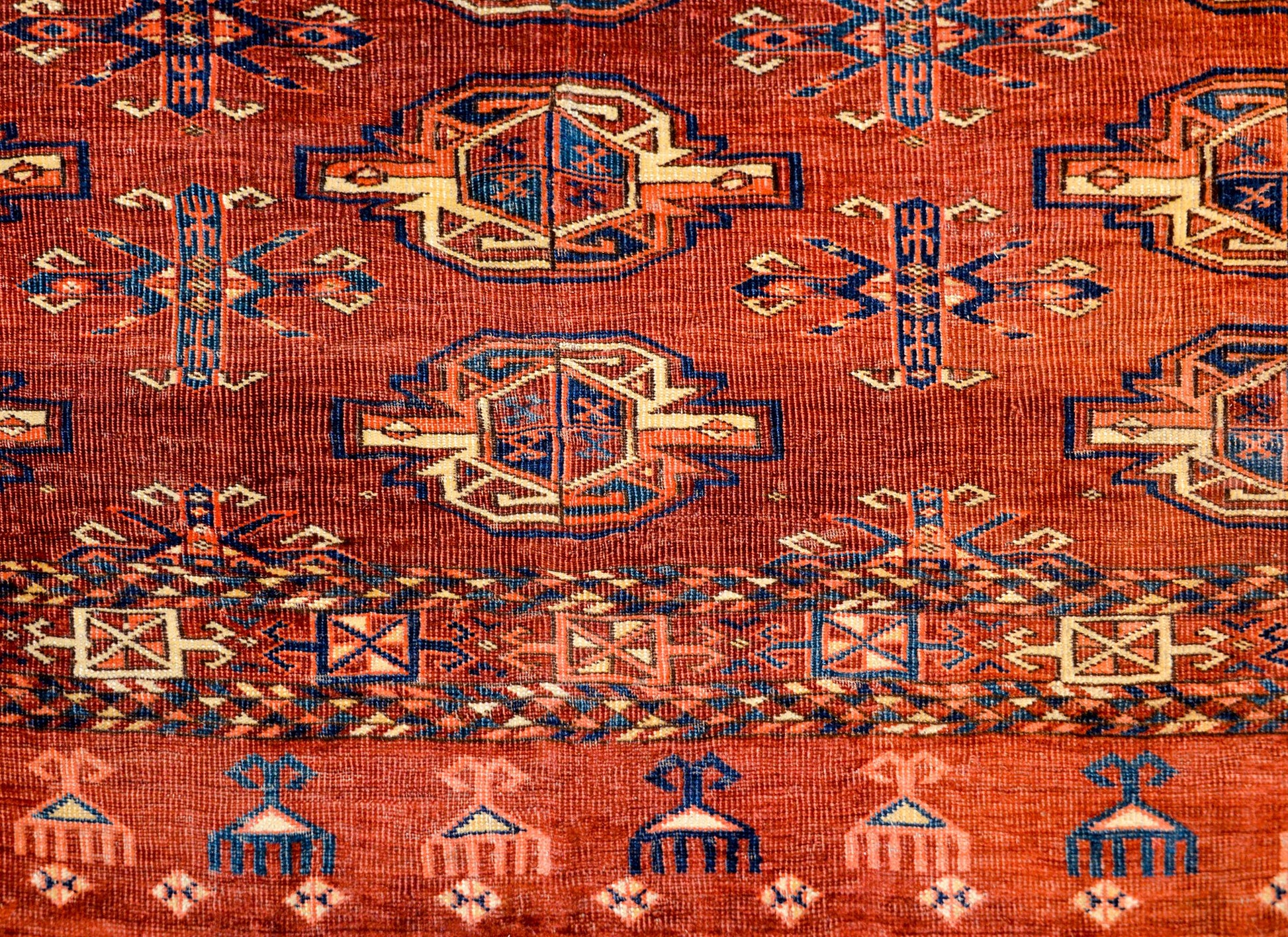 Early 20th Century Teke Bag Face Rug For Sale
