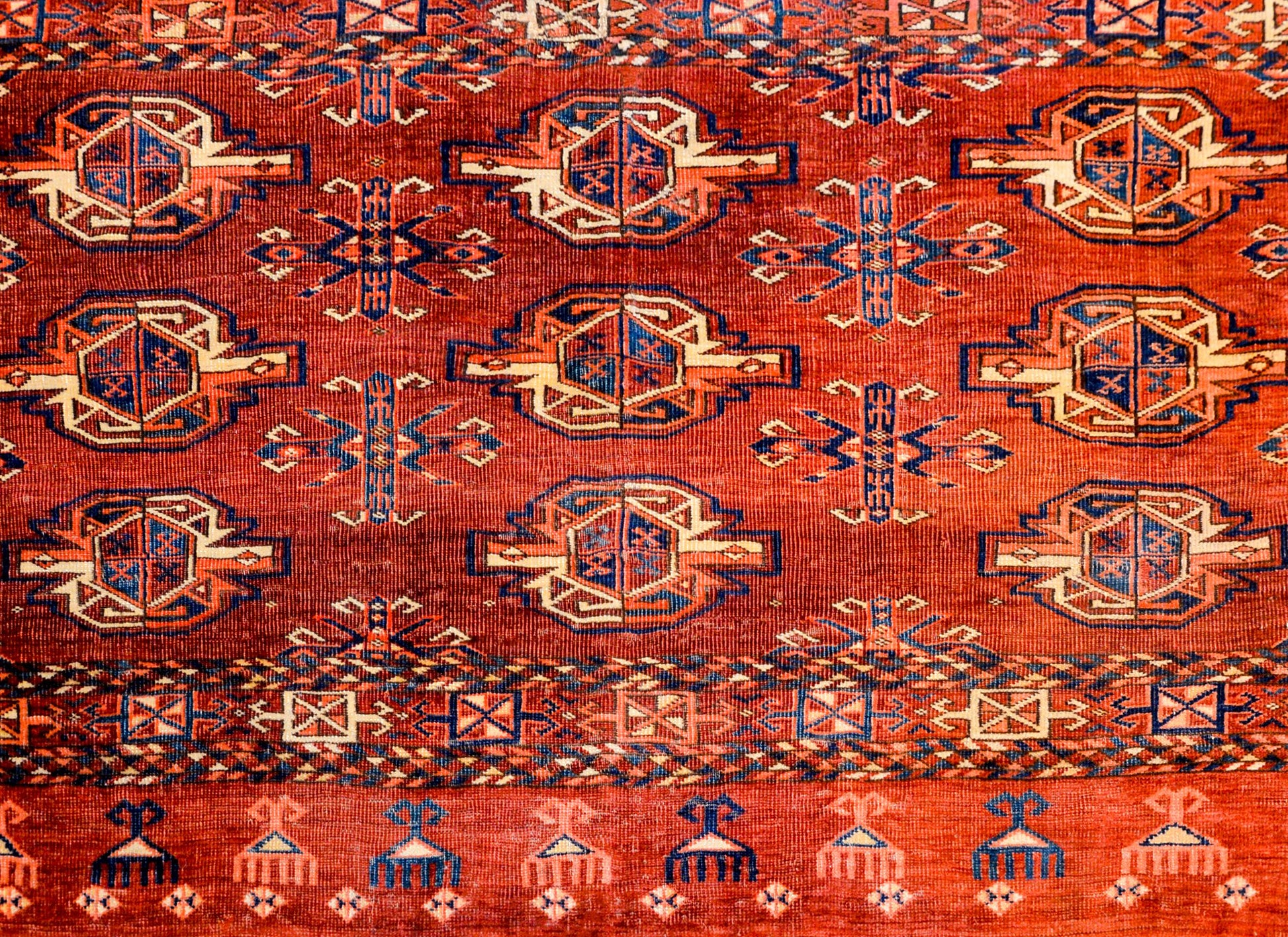 Early 20th Century Teke Bag Face Rug For Sale