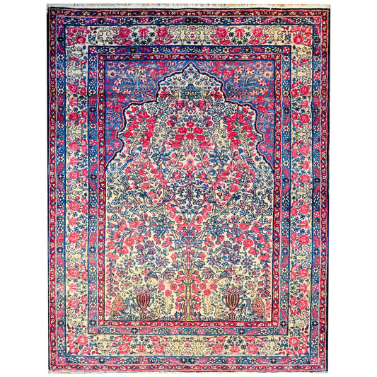 Wonderful Early 20th Century Lavar Kirman Prayer Rug For Sale