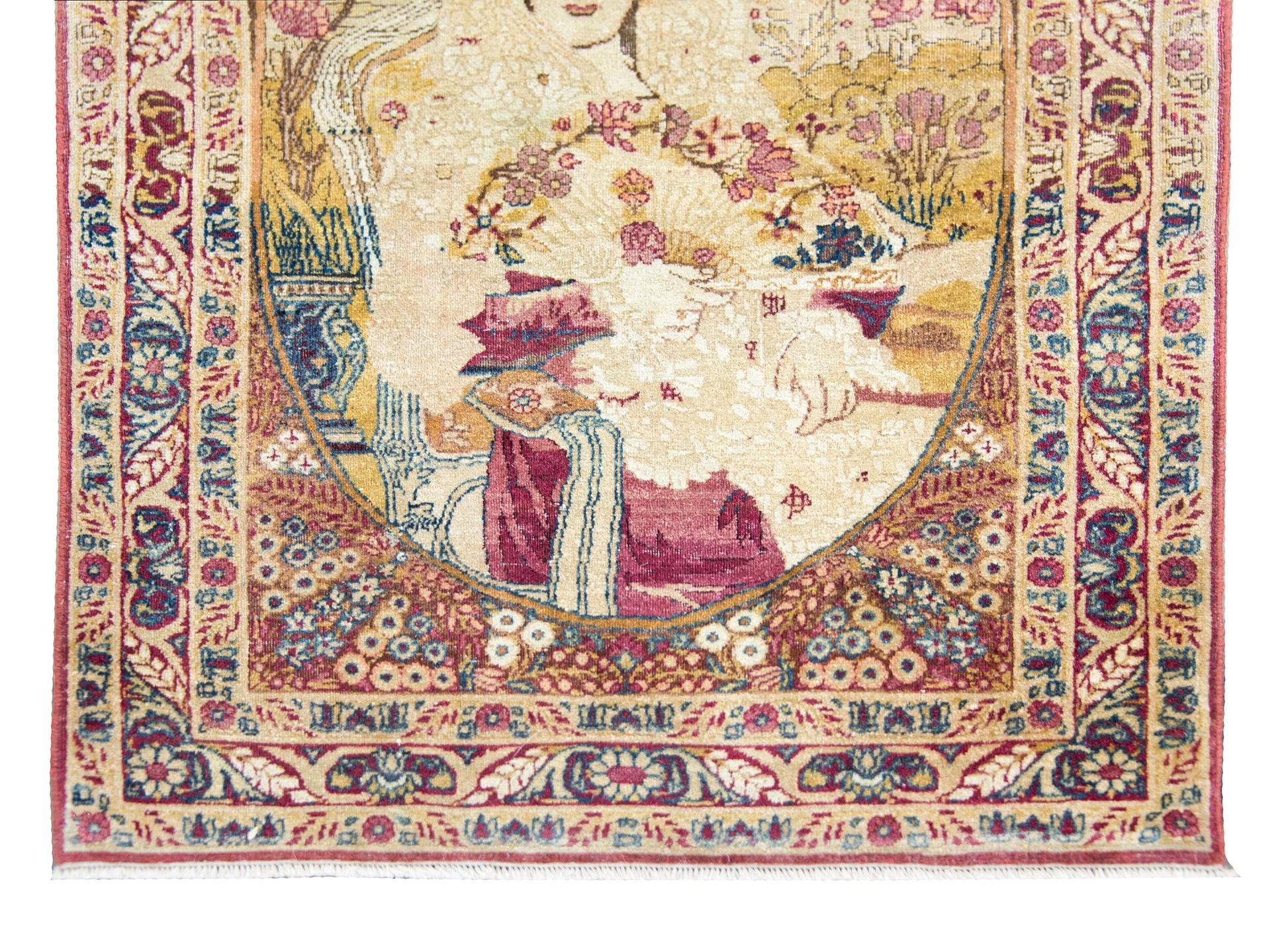 Early 20th Century Persian Pictorial Lavar Kirman Depicting Princess Qajar For Sale