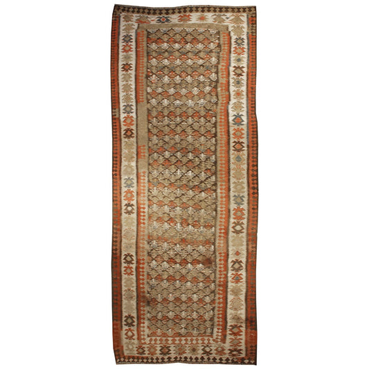 Early 20th Century Qazvin Kilim Runner For Sale
