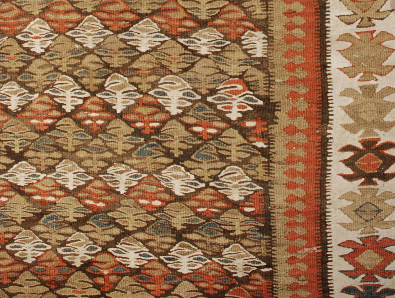 Early 20th Century Qazvin Kilim Runner For Sale