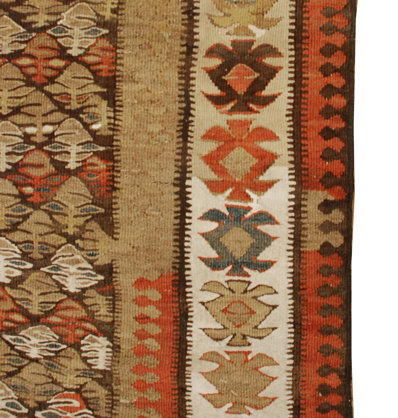 Early 20th Century Qazvin Kilim Runner For Sale