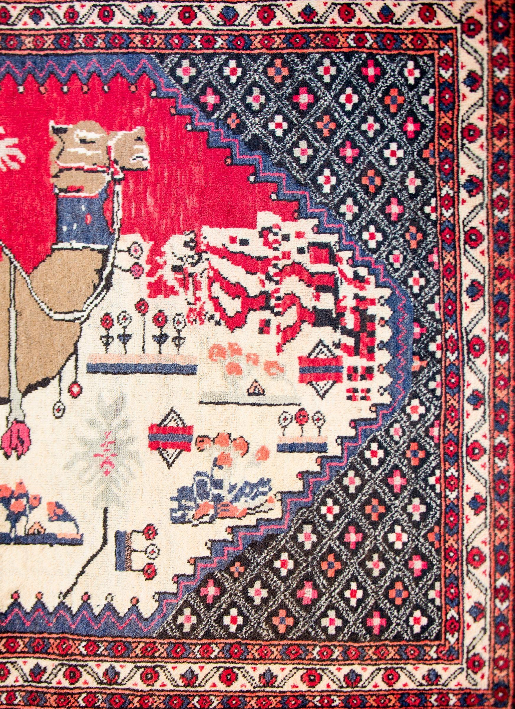 Vintage Pictorial Kelardasht Rug For Sale