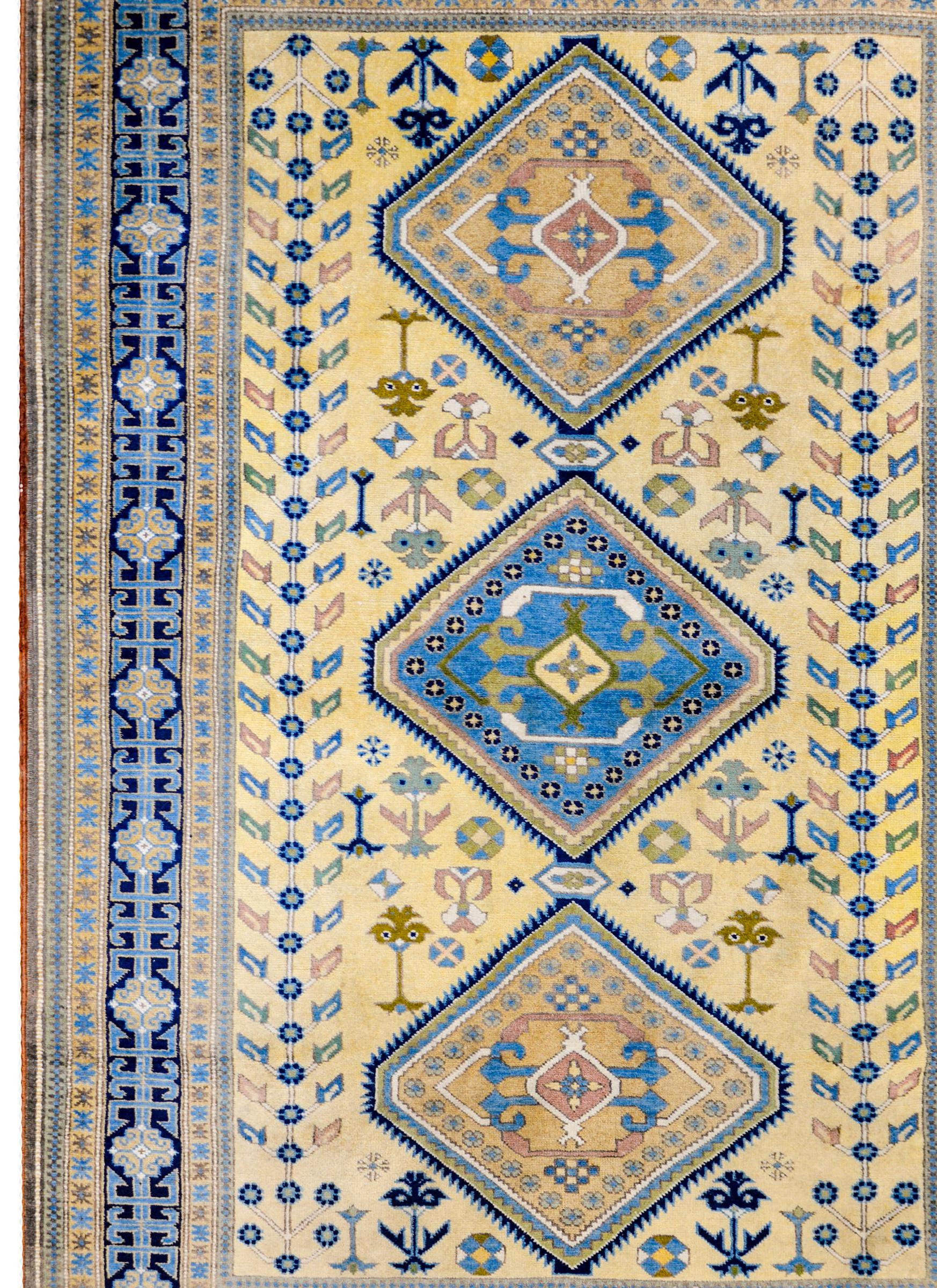 Bold Late 20th Century Afghani Kazak Rug For Sale