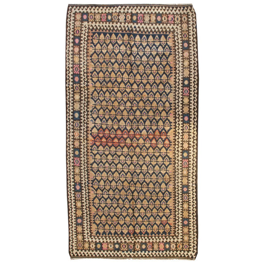 Unusual Early 20th Century Varamin Kilim Rug For Sale