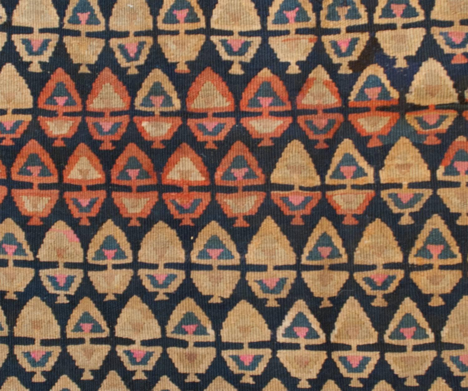 Unusual Early 20th Century Varamin Kilim Rug For Sale