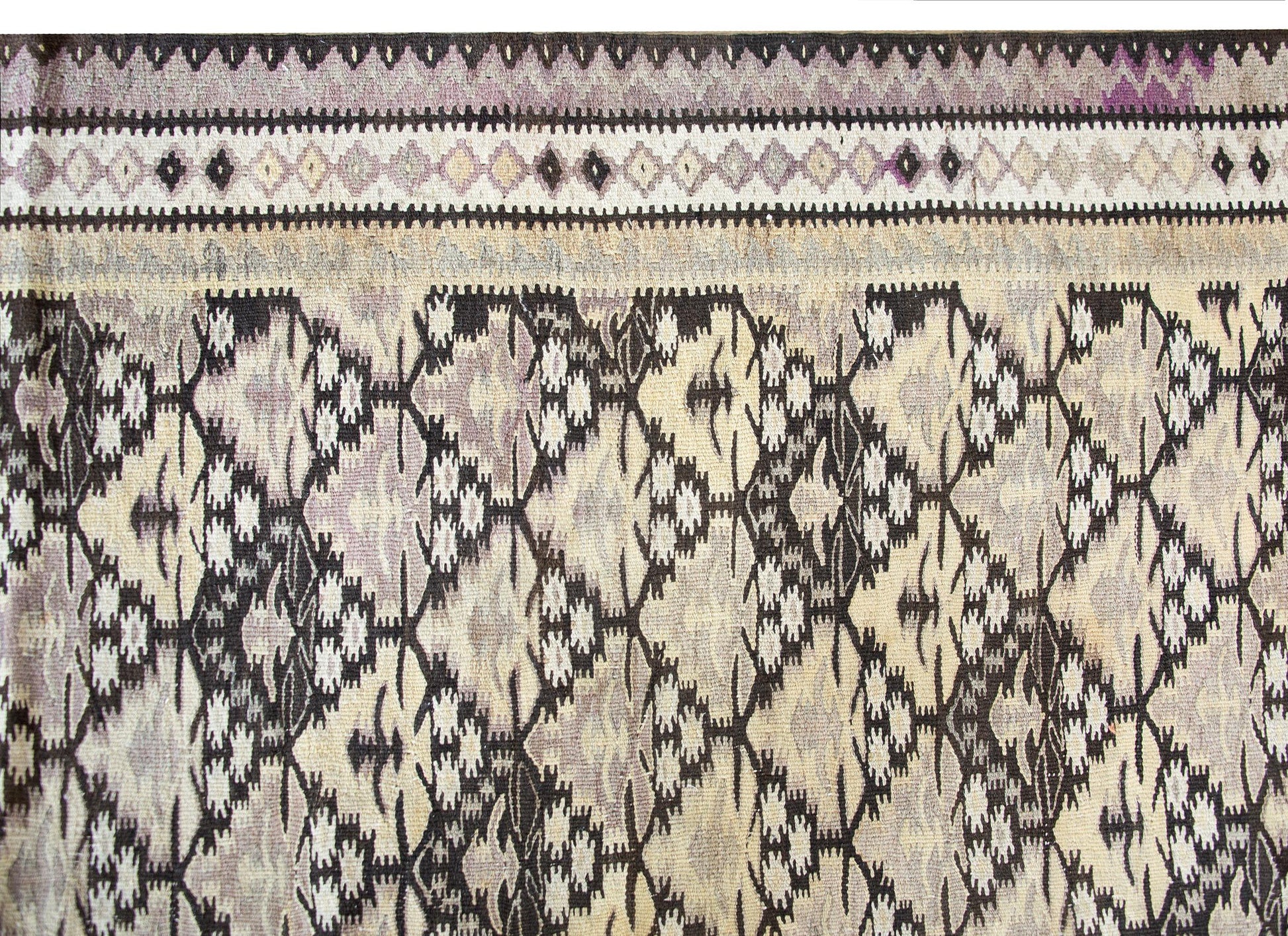 Early 20th Century Persian Qazvin Kilim Rug For Sale