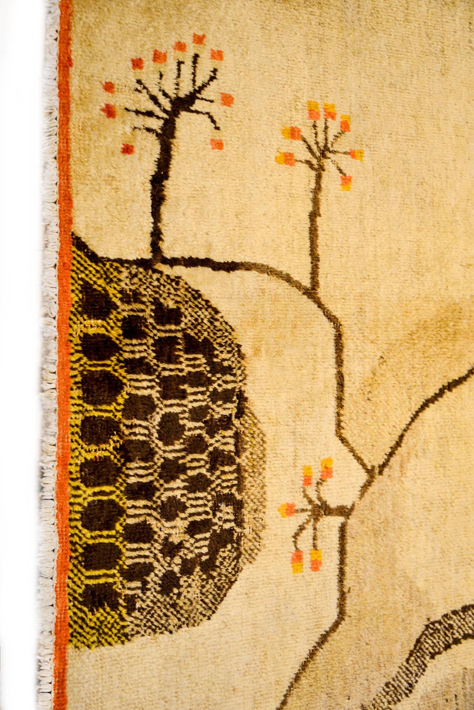 Early 20th Century Pictorial Samarkand Rug For Sale