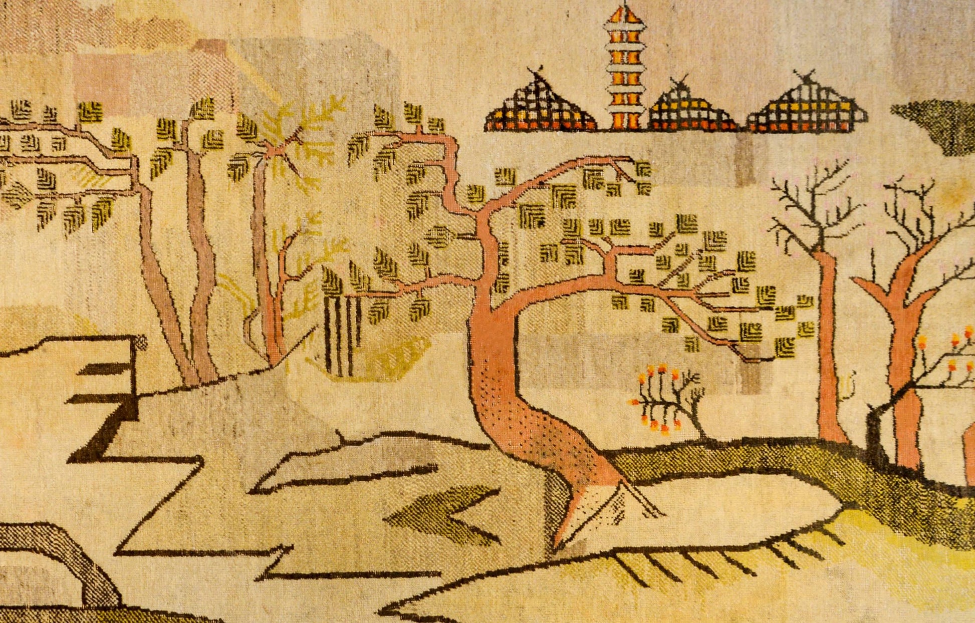 Early 20th Century Pictorial Samarkand Rug For Sale