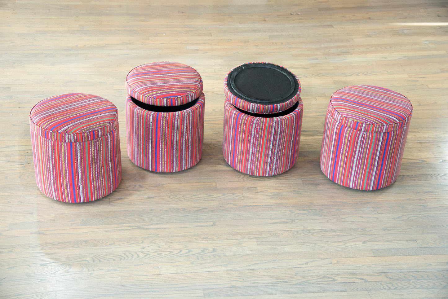 Pair of Persian Jajim Upholstered Stools For Sale