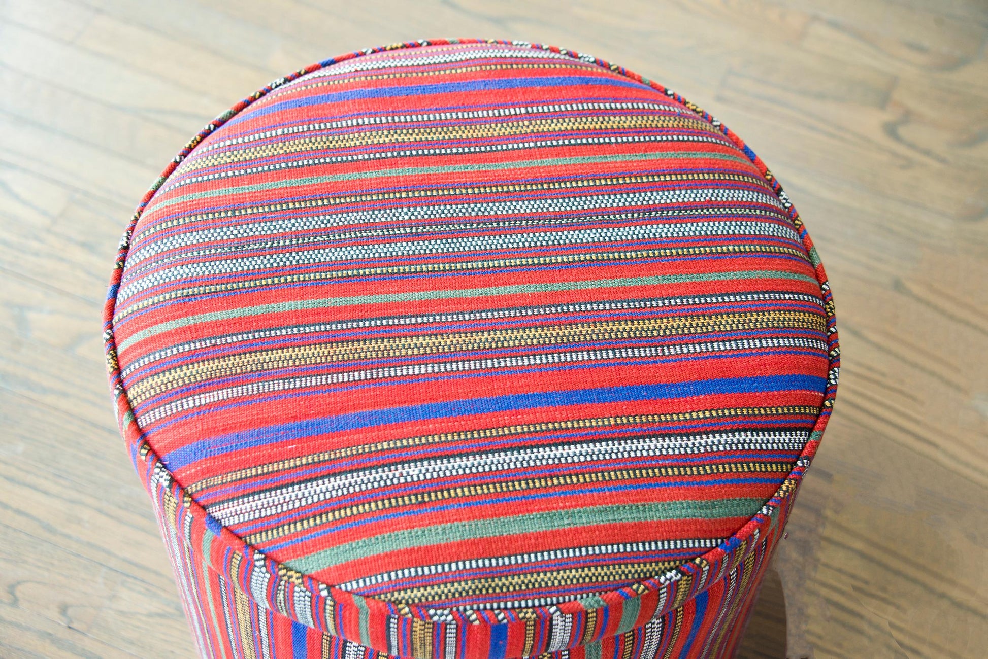 Pair of Persian Jajim Upholstered Stools For Sale