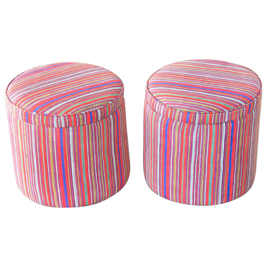 Pair of Persian Jajim Upholstered Stools For Sale