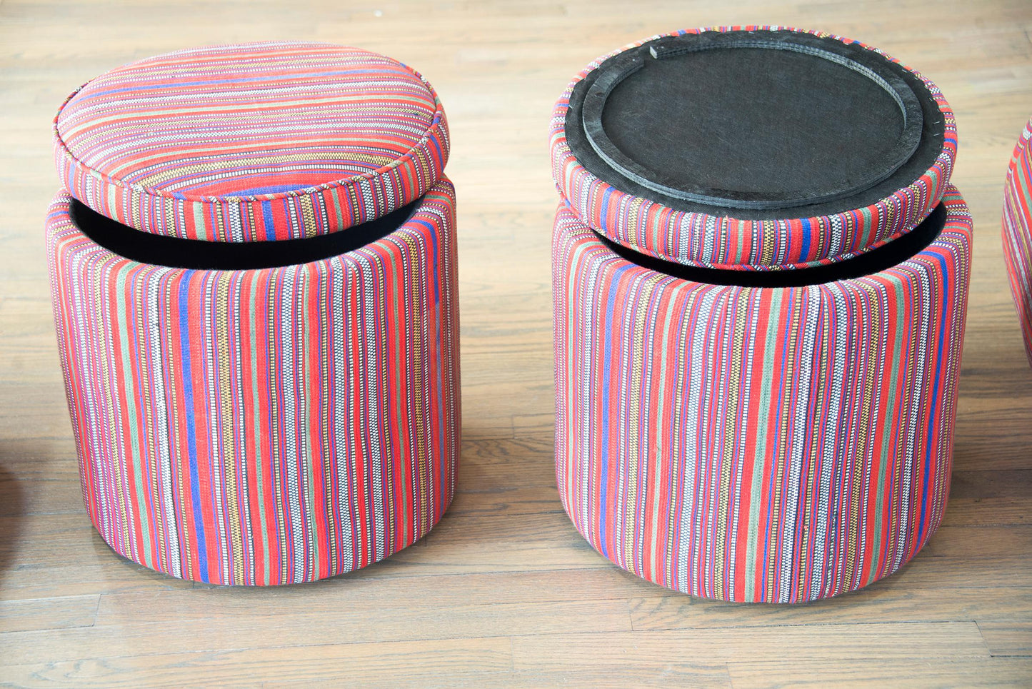 Pair of Persian Jajim Upholstered Stools For Sale