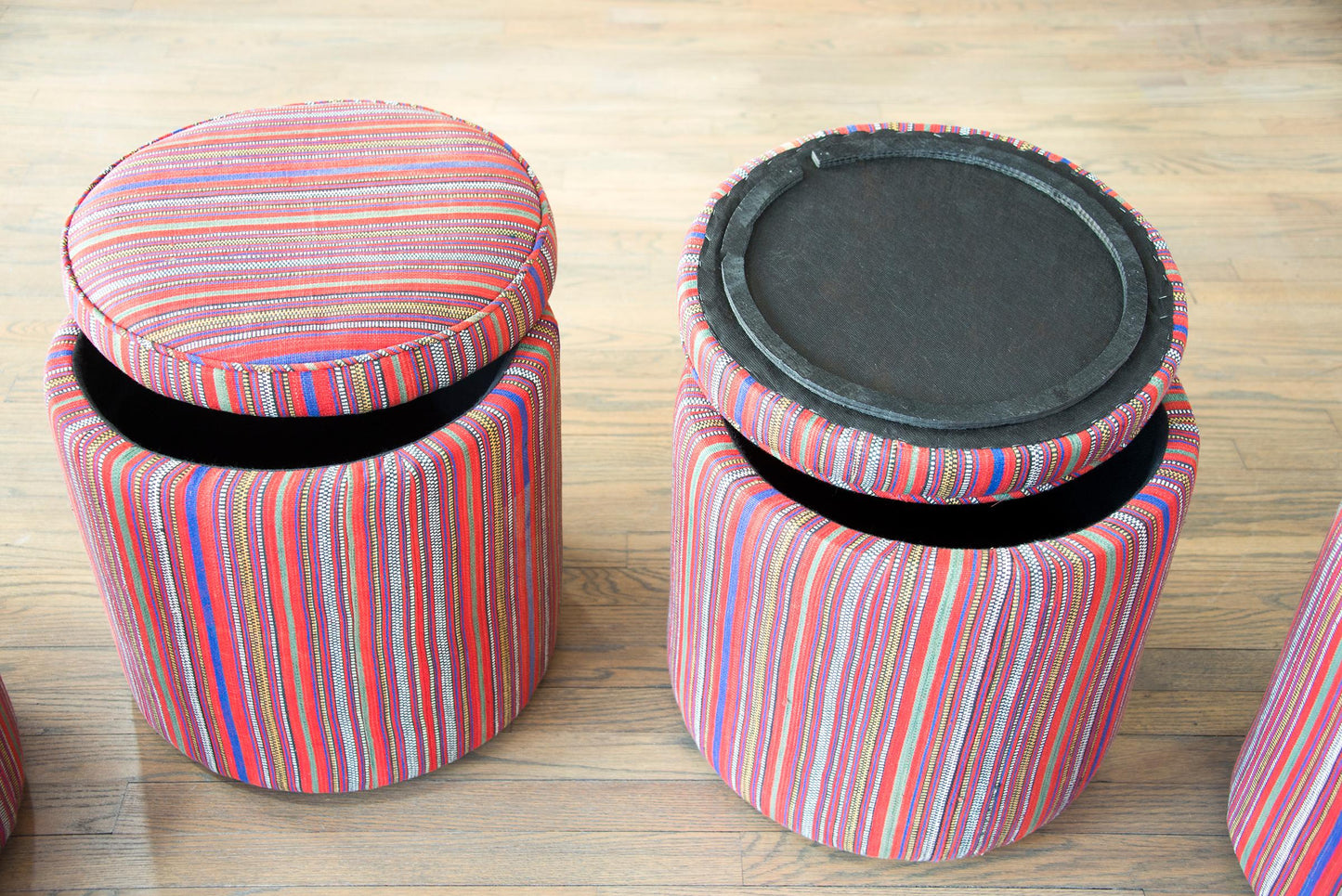 Pair of Persian Jajim Upholstered Stools For Sale