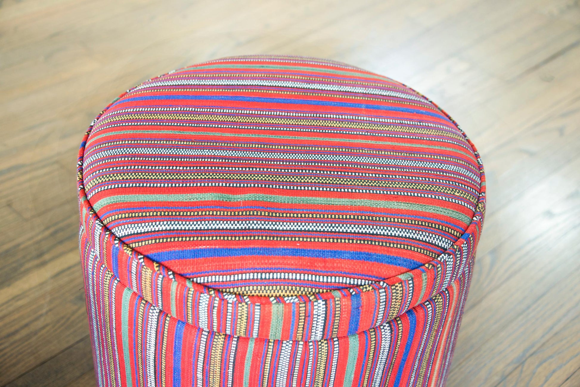 Pair of Persian Jajim Upholstered Stools For Sale