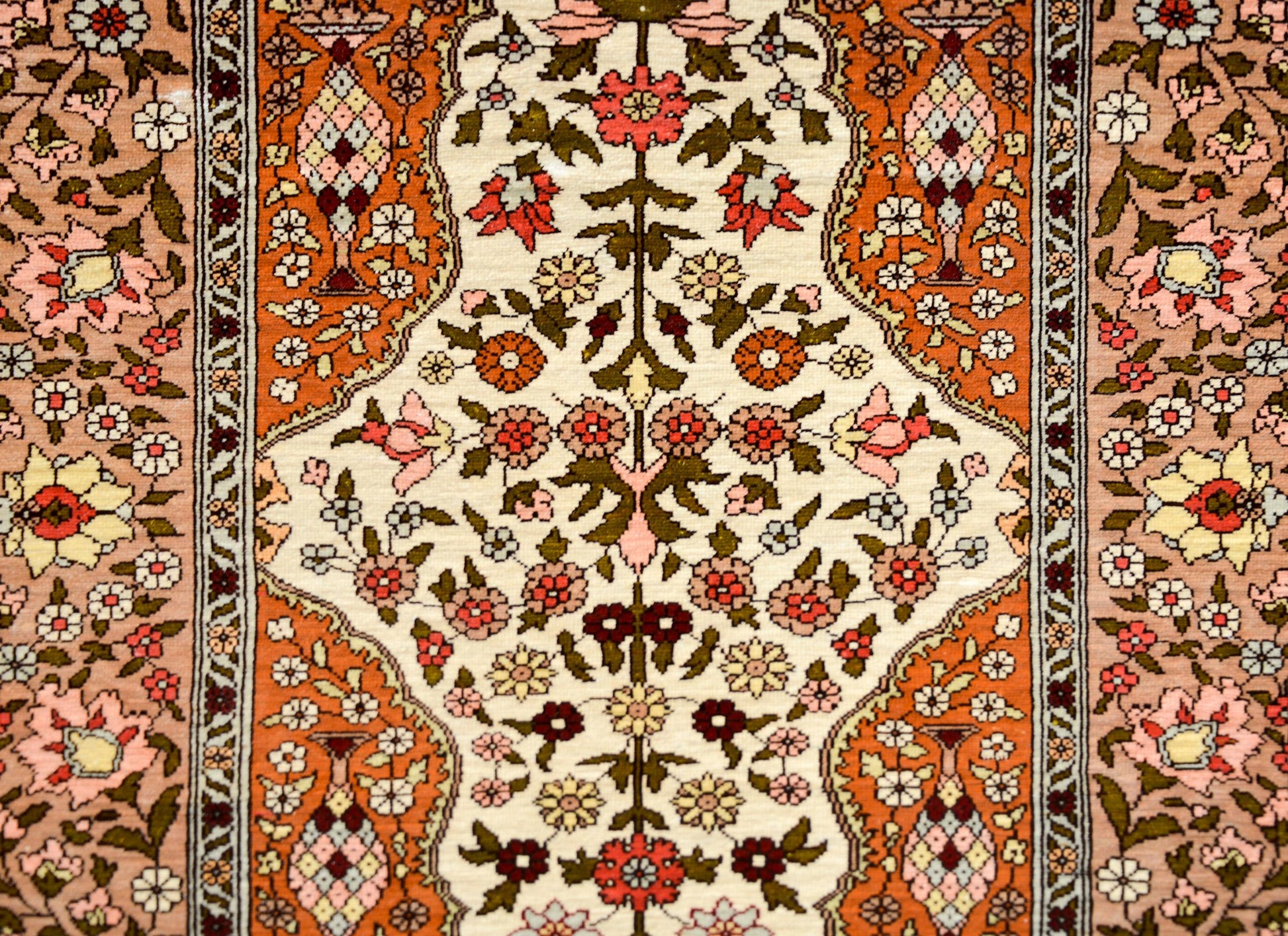 Vintage Silk Turkish Hereke Rug For Sale