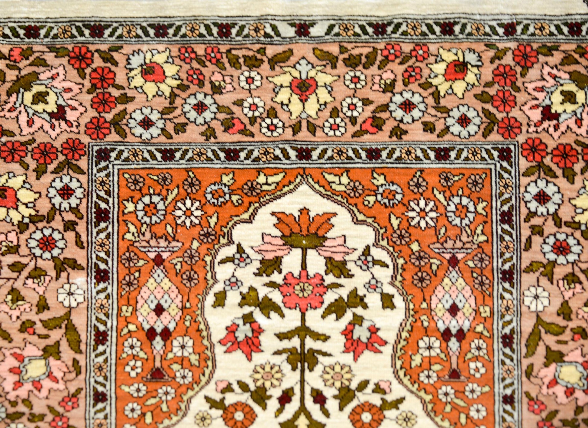 Vintage Silk Turkish Hereke Rug For Sale