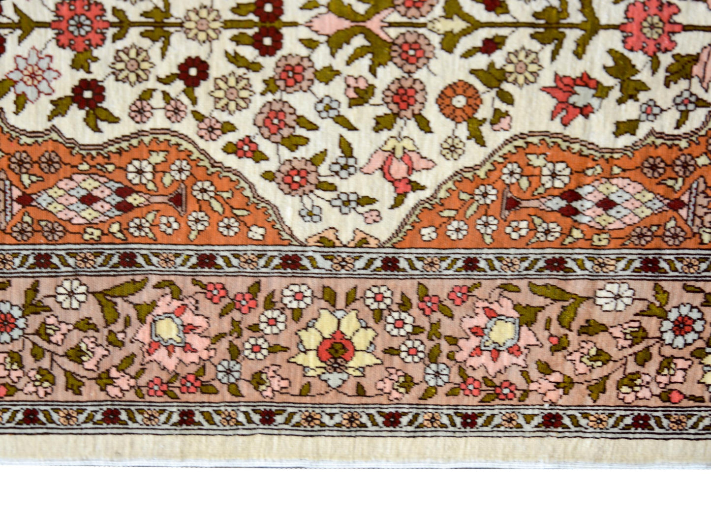 Vintage Silk Turkish Hereke Rug For Sale