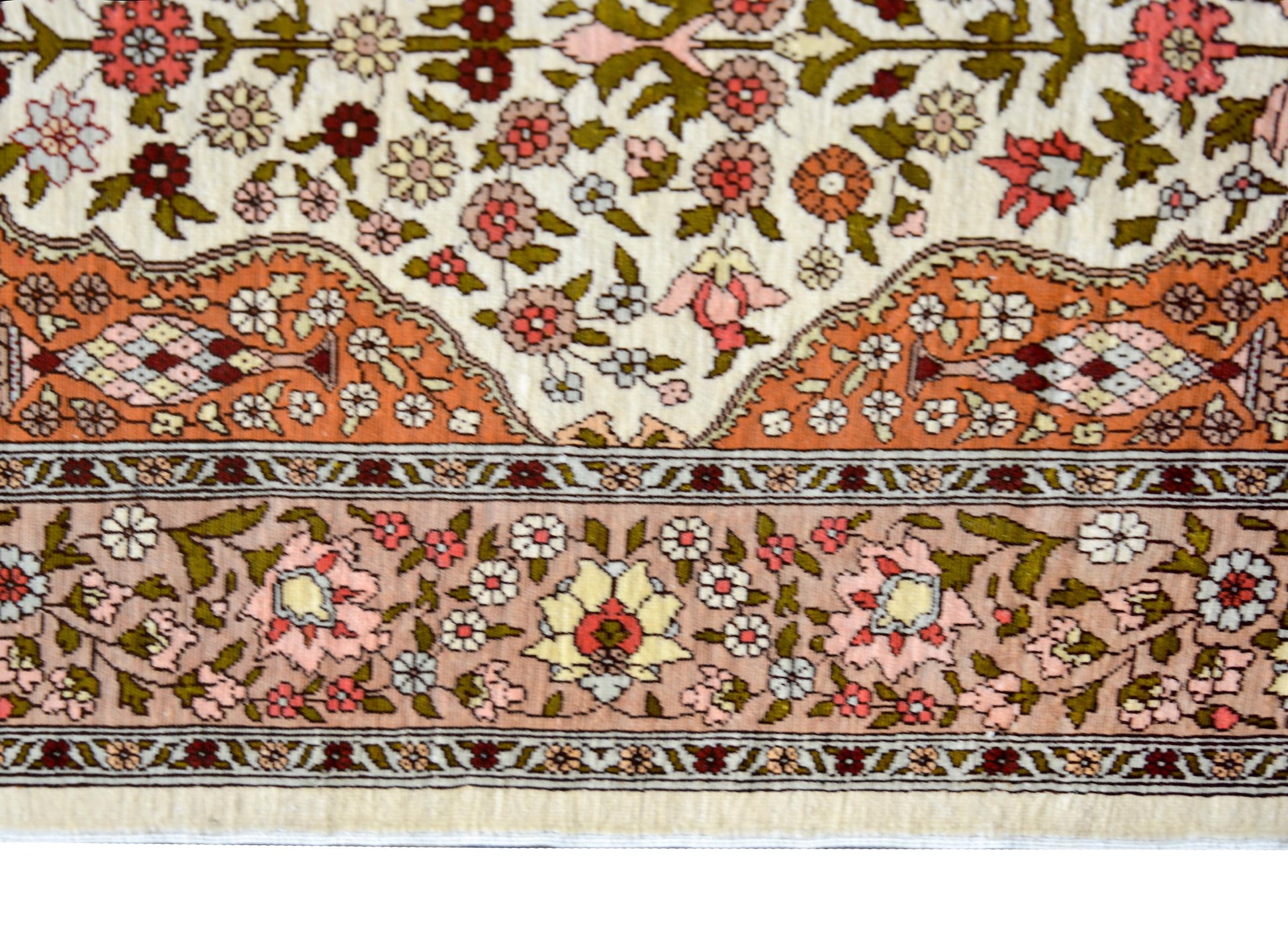 Vintage Silk Turkish Hereke Rug For Sale
