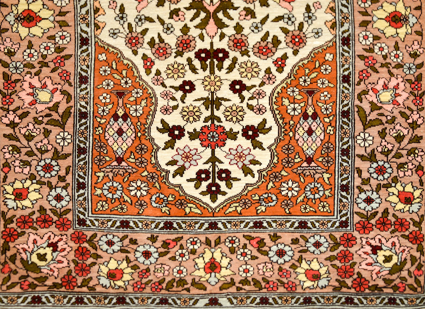 Vintage Silk Turkish Hereke Rug For Sale