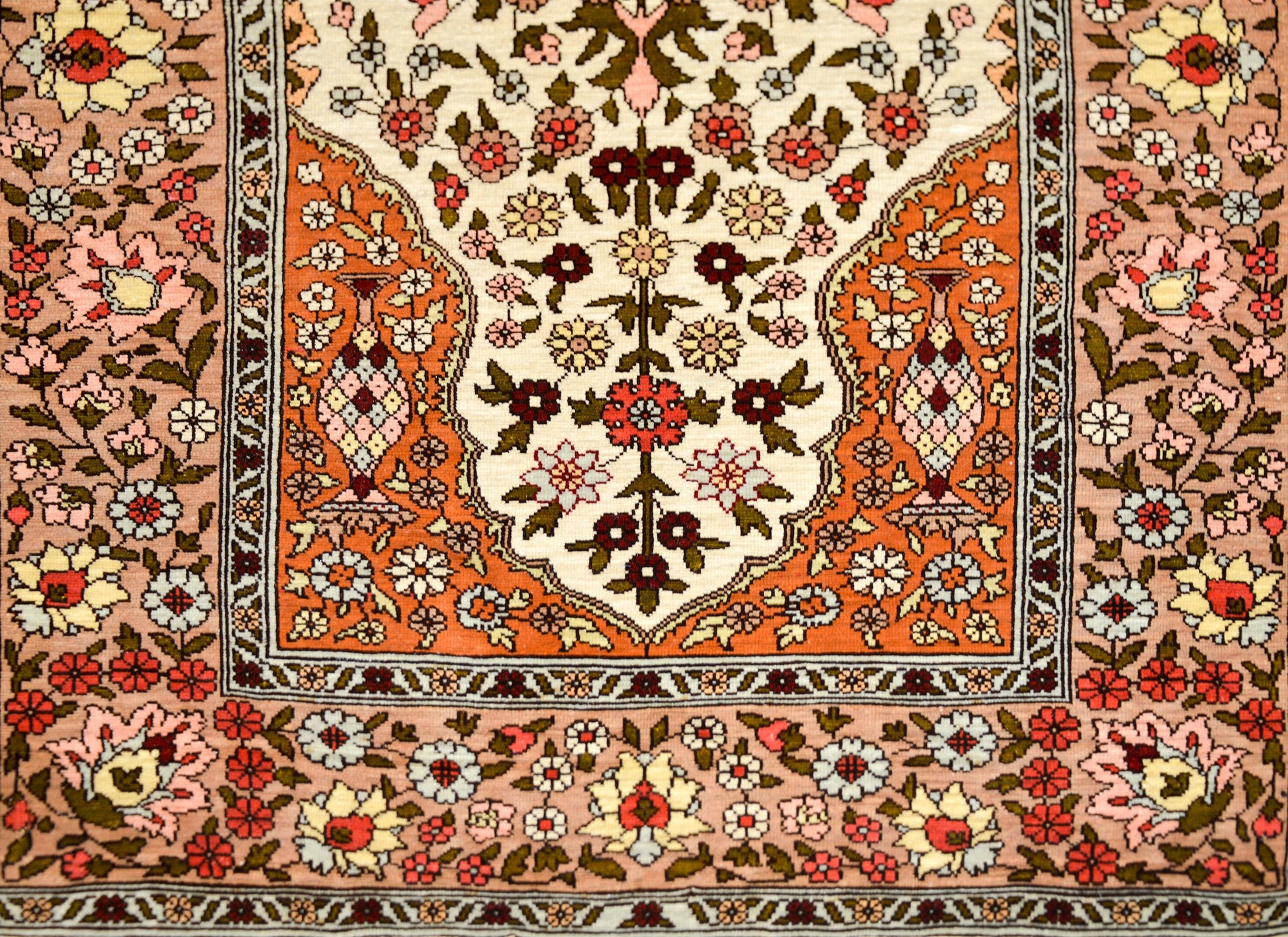 Vintage Silk Turkish Hereke Rug For Sale
