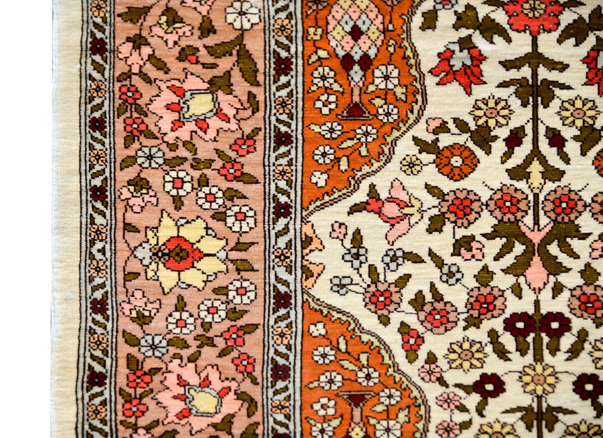 Vintage Silk Turkish Hereke Rug For Sale
