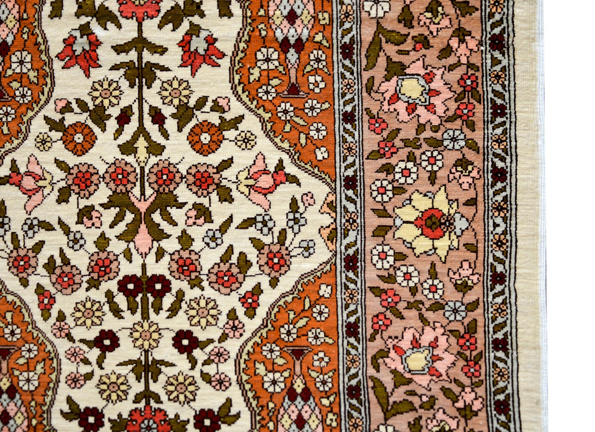 Vintage Silk Turkish Hereke Rug For Sale