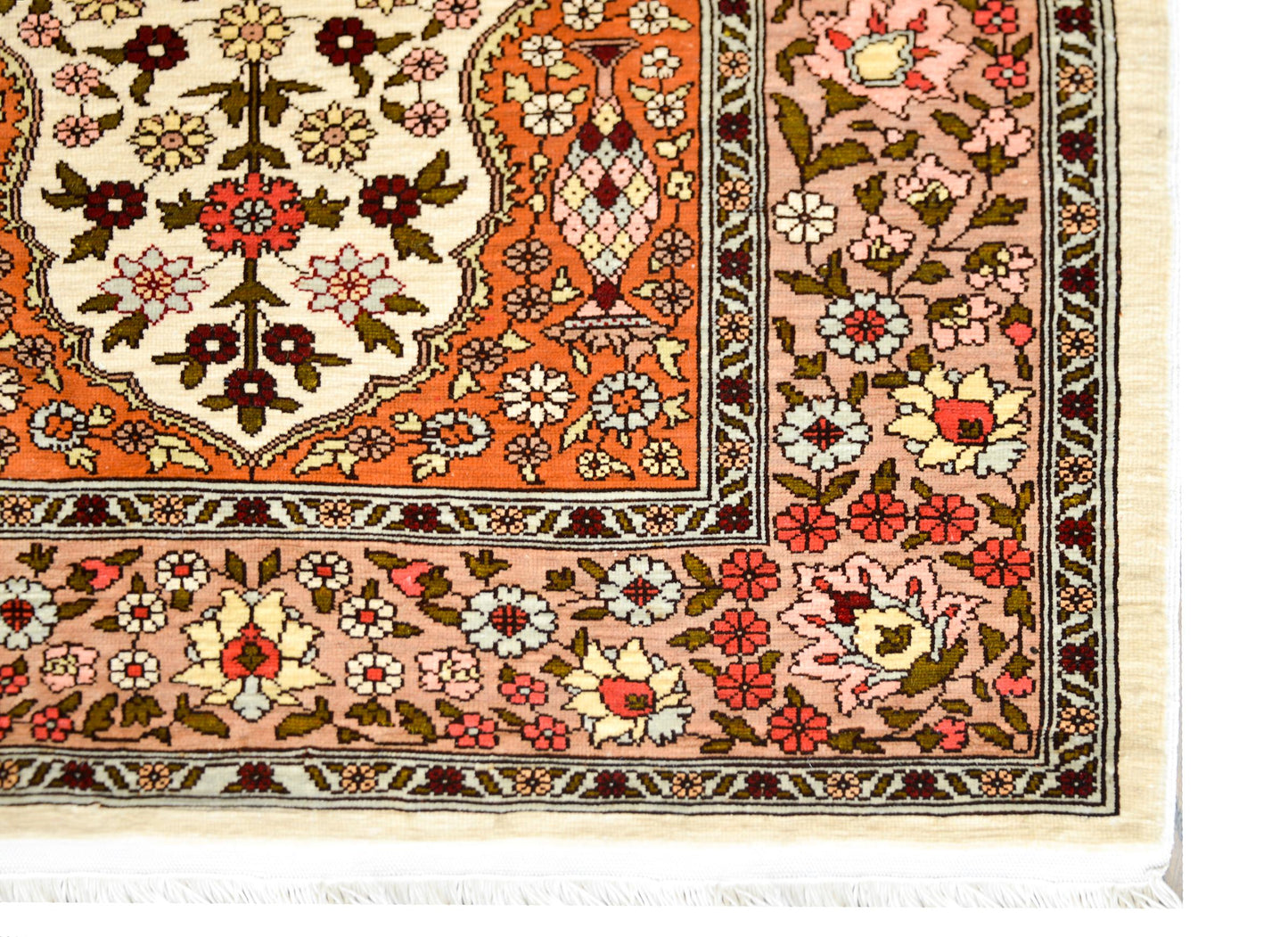 Vintage Silk Turkish Hereke Rug For Sale