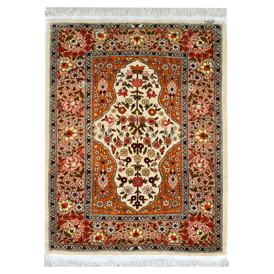 Vintage Silk Turkish Hereke Rug For Sale