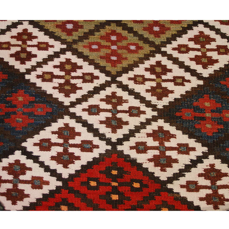 Early 20th Century Perisan Saveh Kilim Runner For Sale